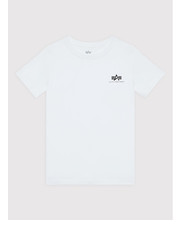 Bluzka T-Shirt Basic Small Logo 196704 Biały Regular Fit - modivo.pl Alpha Industries
