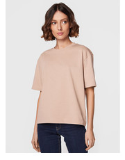 Bluzka T-Shirt Basic 10469 Beżowy Regular Fit - modivo.pl Gina Tricot