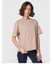 Bluzka T-Shirt Basic 10469 Beżowy Regular Fit - modivo.pl Gina Tricot