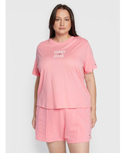 Bluzka T-Shirt Essential DW0DW12996 Różowy Regular Fit - modivo.pl Tommy Jeans Curve