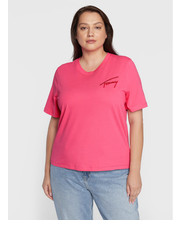 Bluzka T-Shirt Signature DW0DW13843 Różowy Regular Fit - modivo.pl Tommy Jeans Curve