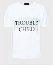 Bluzka T-Shirt Unisex Trouble Child Biały Oversize - modivo.pl Mindout