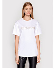 Bluzka T-Shirt D40EL060EG3 Biały Regular Fit - modivo.pl Ermanno Firenze