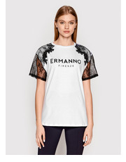 Bluzka T-Shirt D40EL046EE8 Biały Regular Fit - modivo.pl Ermanno Firenze