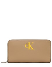 Portfel Duży Portfel Damski Sleek Zip Around Sold K60K610346 Beżowy - modivo.pl Calvin Klein Jeans
