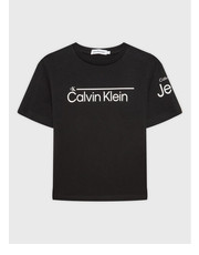 Bluzka T-Shirt Institutional Lined Logo IB0IB01321 Czarny Regular Fit - modivo.pl Calvin Klein Jeans