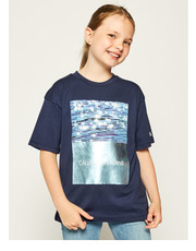 Bluzka T-Shirt Photo Print IG0IG00383 Granatowy Regular Fit - modivo.pl Calvin Klein Jeans