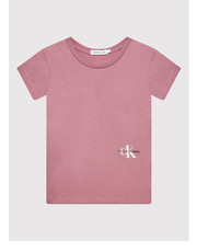 Bluzka T-Shirt Monogram Off Placed IG0IG01297 Różowy Regular Fit - modivo.pl Calvin Klein Jeans