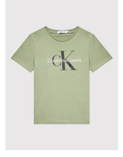Bluzka T-Shirt Monogram IU0IU00267 Zielony Regular Fit - modivo.pl Calvin Klein Jeans