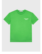 Bluzka T-Shirt Stack Logo IB0IB01319 Zielony Regular Fit - modivo.pl Calvin Klein Jeans