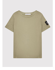 Bluzka T-Shirt Badge Rib IB0IB01113 Zielony Regular Fit - modivo.pl Calvin Klein Jeans