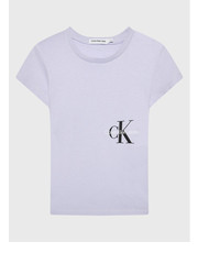 Bluzka T-Shirt Monogram Off Placed IG0IG01545 Fioletowy Slim Fit - modivo.pl Calvin Klein Jeans