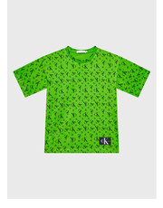 Bluzka T-Shirt Monogram Grid IB0IB01476 Zielony Regular Fit - modivo.pl Calvin Klein Jeans