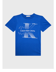 Bluzka T-Shirt Lined Monogram IB0IB01577 Niebieski Regular Fit - modivo.pl Calvin Klein Jeans