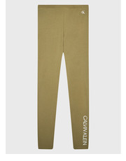 Spodnie Legginsy Institutional Logo IU0IU00290 Zielony Slim Fit - modivo.pl Calvin Klein Jeans
