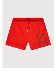 Spodnie Szorty sportowe Institutional Logo IB0IB01175 Czerwony Regular Fit - modivo.pl Calvin Klein Jeans