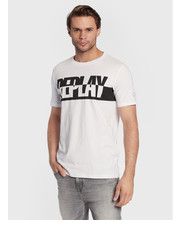T-shirt - koszulka męska T-Shirt M6308.000.2660 Biały Regular Fit - modivo.pl Replay