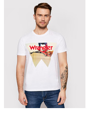 T-shirt - koszulka męska T-Shirt Photo W7G7D3XW1 Biały Regular Fit - modivo.pl Wrangler