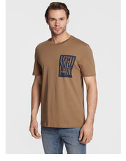 T-shirt - koszulka męska T-Shirt 2119055 Brązowy Regular Fit - modivo.pl s.Oliver