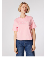Bluzka Simple T-Shirt TSD501 Różowy Cropped Fit - modivo.pl SIMPLE