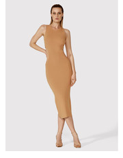 Sukienka Simple Sukienka letnia SUD015 Brązowy Slim Fit - modivo.pl SIMPLE
